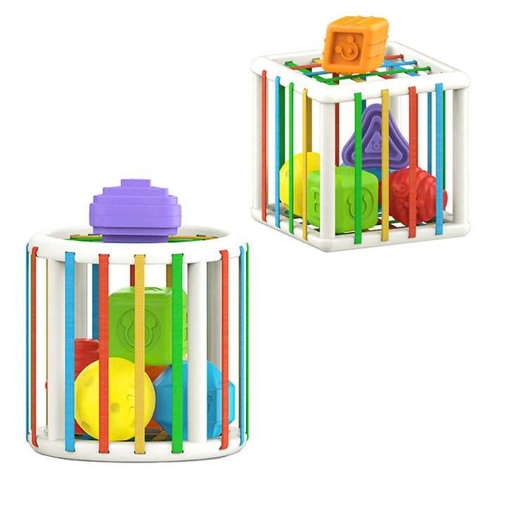 Baby Montessori Geometric Shape Blocks Cube Educational Motor Skill