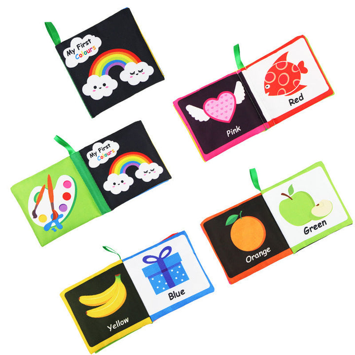Baby Visual Cloth Book Montessori Black White Sensory Rattle