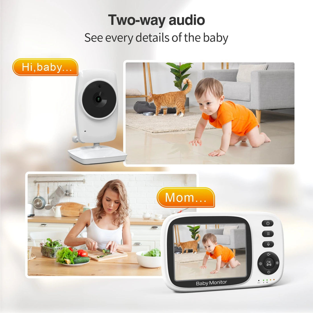Video Baby Monitor Wireless 3.2 Inch LCD Two Way Audio