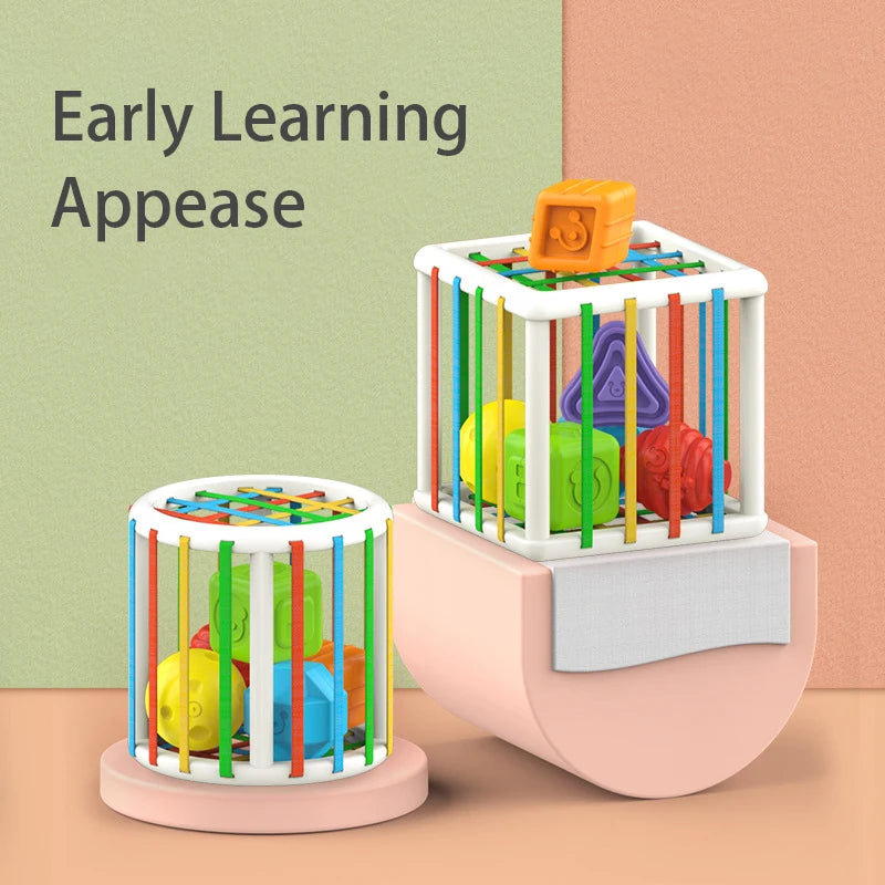 Baby Montessori Geometric Shape Blocks Cube Educational Motor Skill