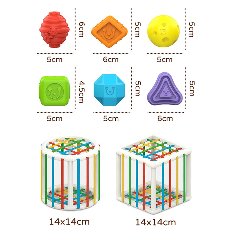 Baby Montessori Geometric Shape Blocks Cube Educational Motor Skill