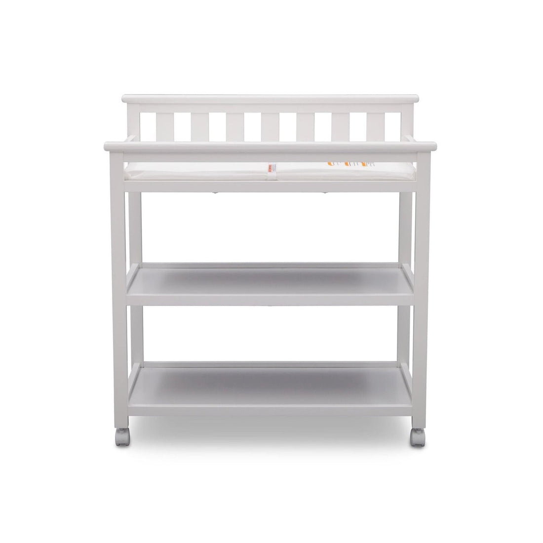 Modern White Baby's First 2 Shelf Changing Table with Wheels