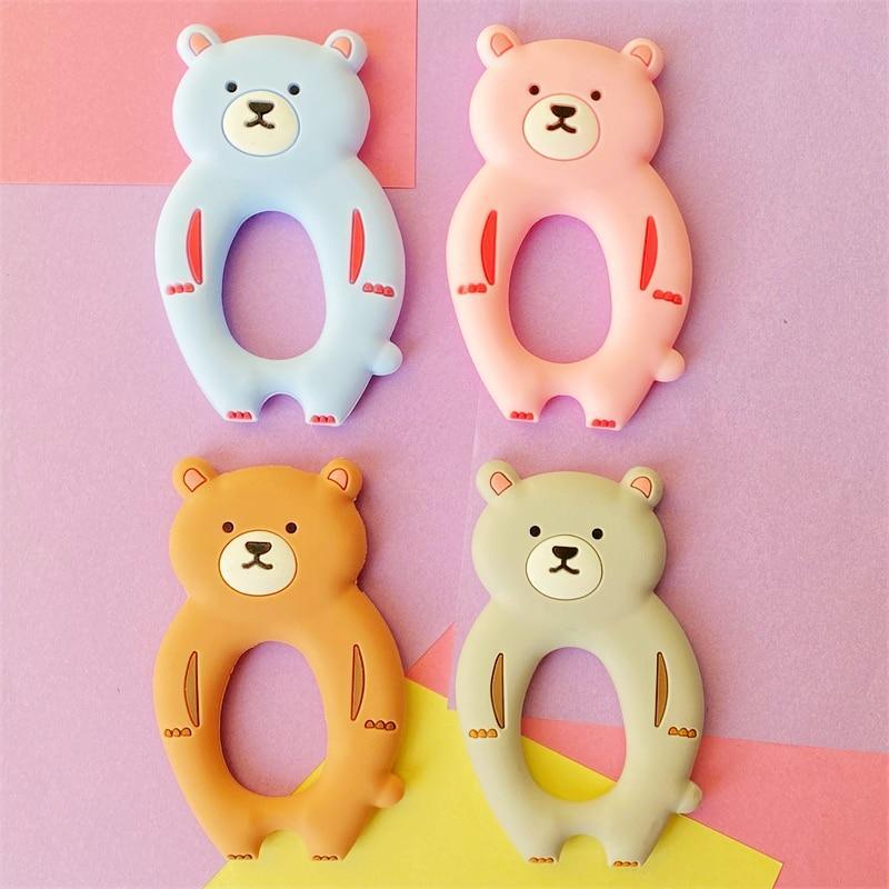 4pcs Bear Silicone Teether Baby Teething Toys Cartoon Animal