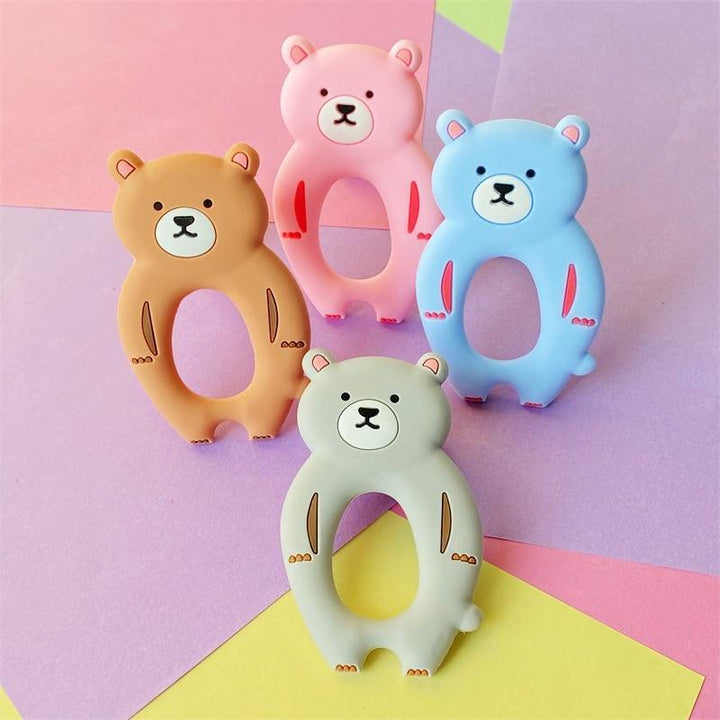 4pcs Bear Silicone Teether Baby Teething Toys Cartoon Animal