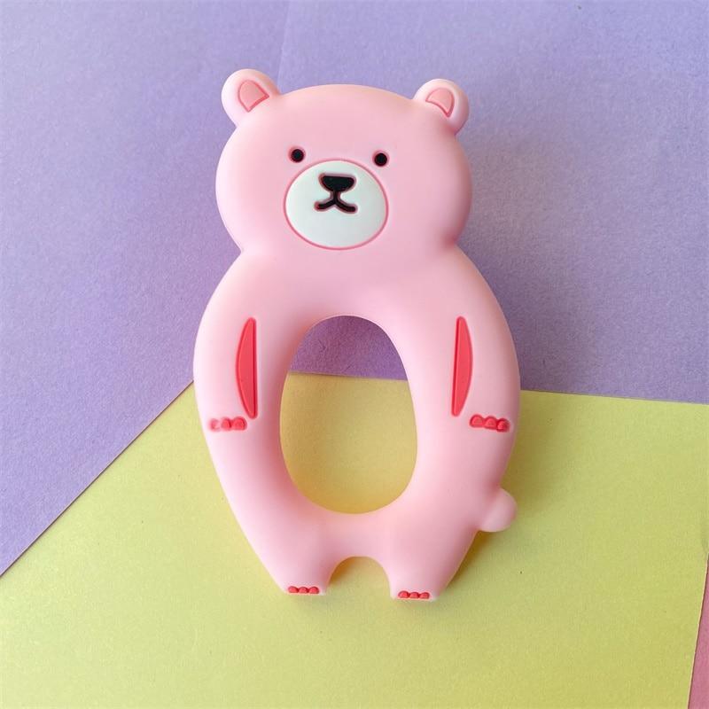4pcs Bear Silicone Teether Baby Teething Toys Cartoon Animal