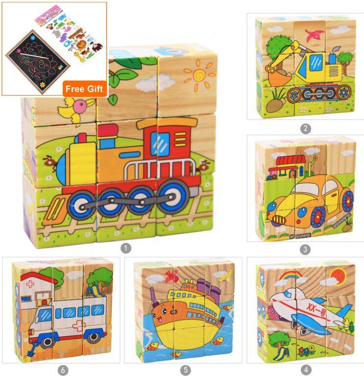 Nine Blocks Six Sided 3D Wooden Cube Puzzle Educational