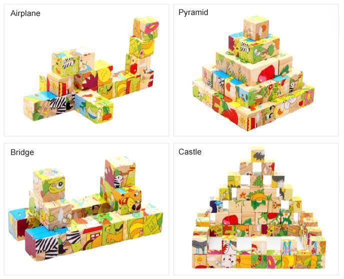 Nine Blocks Six Sided 3D Wooden Cube Puzzle Educational