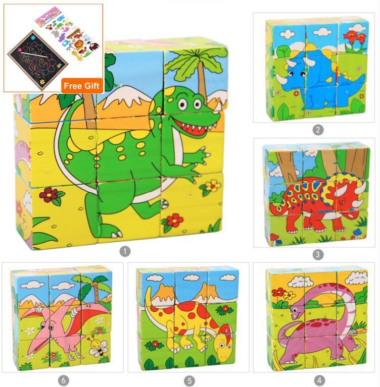Nine Blocks Six Sided 3D Wooden Cube Puzzle Educational