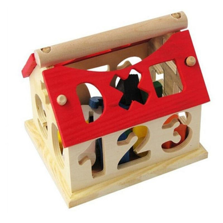 Children Color Wooden House Shape Blocks Educational Intelligence Toy