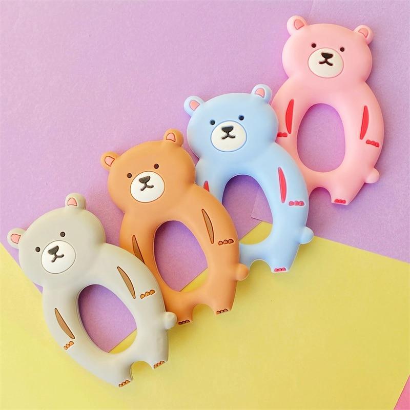 4pcs Bear Silicone Teether Baby Teething Toys Cartoon Animal