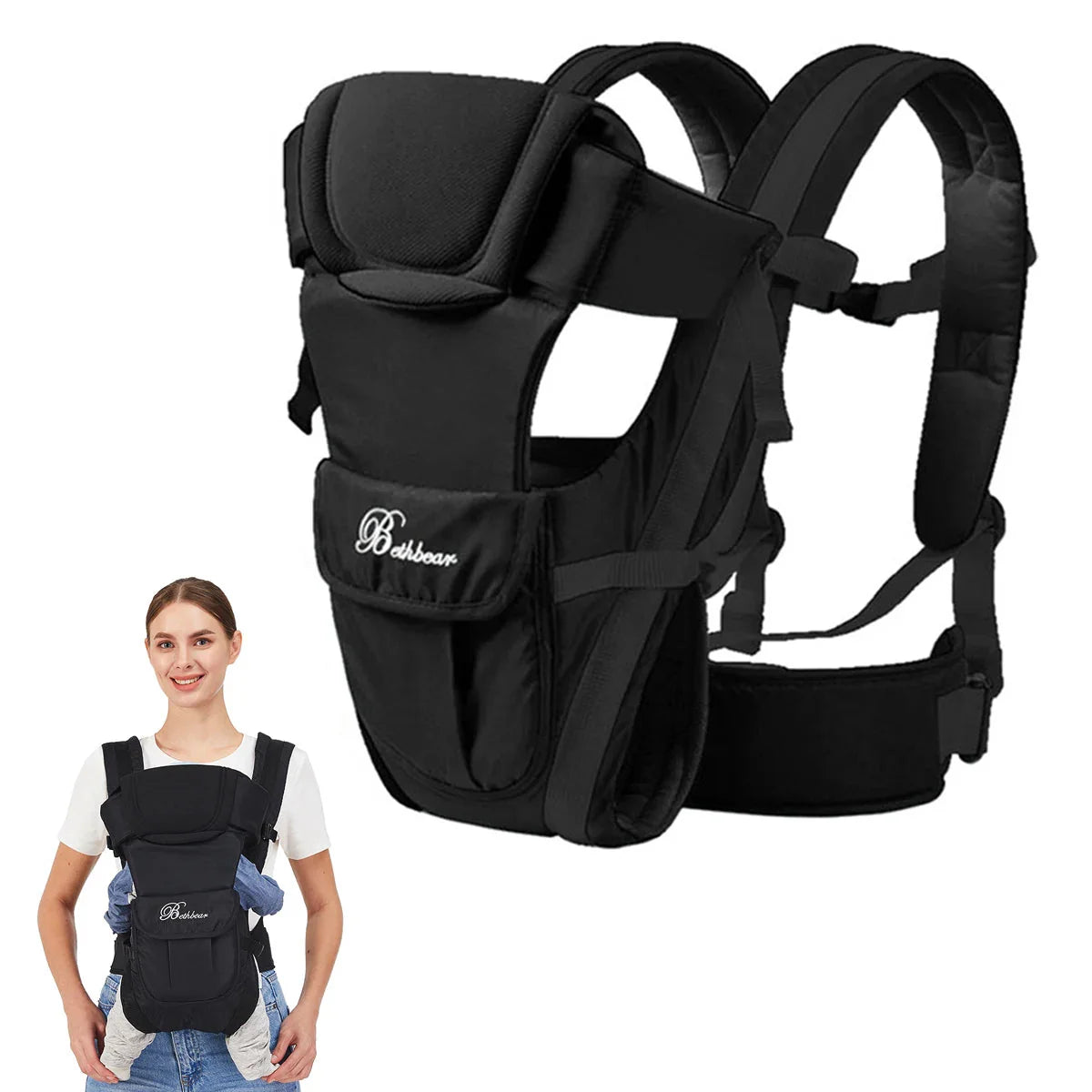 4 in 1 Ergonomic Baby Sling Carrier Adjustable Newborn Toddler