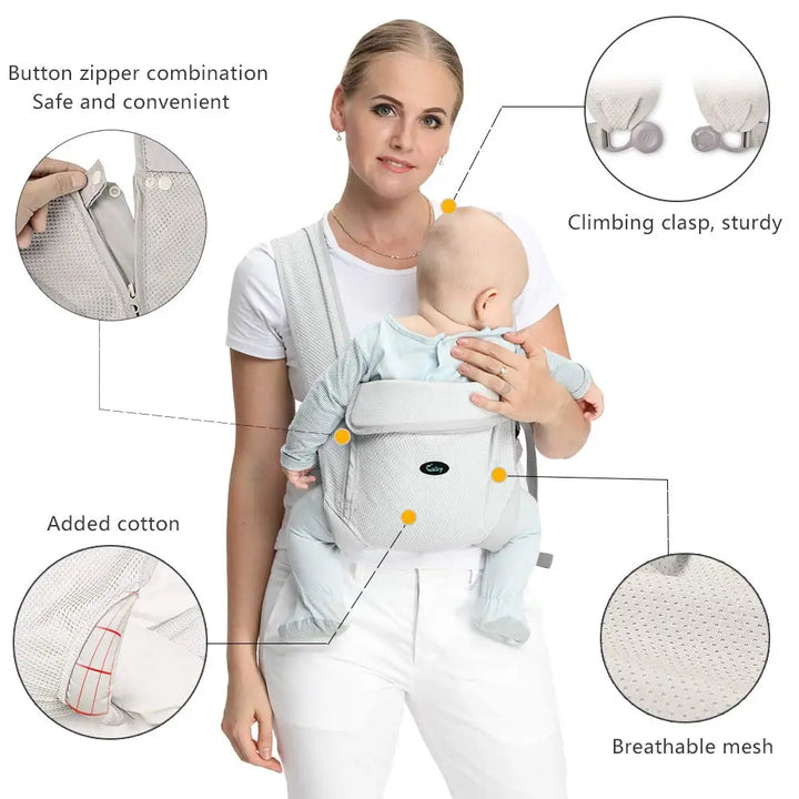 Natural Cotton Ergonomic Baby Carrier Backpack Sling Newborn Toddler